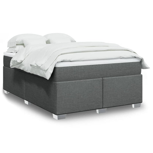 vidaXL Κρεβάτι Boxspring με Στρώμα Σκούρο Γκρι 160x200 εκ Υφασμάτινο