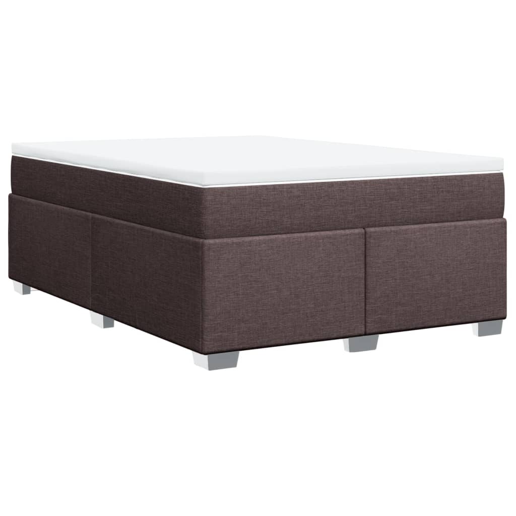 vidaXL Κρεβάτι Boxspring με Στρώμα Σκούρο Καφέ 160x200 εκ Υφασμάτινο