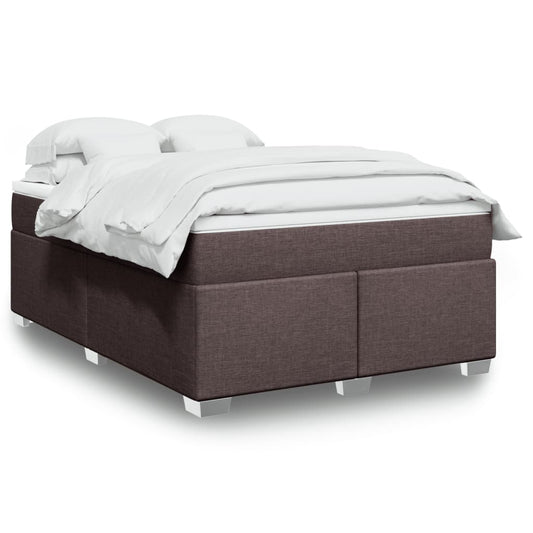 vidaXL Κρεβάτι Boxspring με Στρώμα Σκούρο Καφέ 160x200 εκ Υφασμάτινο