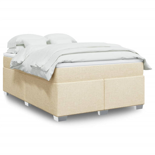 vidaXL Κρεβάτι Boxspring με Στρώμα Κρεμ 160x200 εκ. Υφασμάτινο