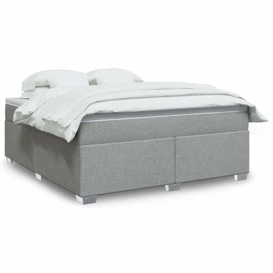 vidaXL Κρεβάτι Boxspring με Στρώμα Ανοιχτό Γκρι 180x200 εκ. Υφασμάτινο