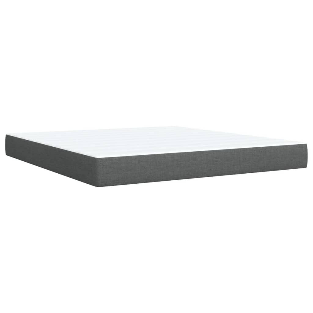 vidaXL Κρεβάτι Boxspring με Στρώμα Σκούρο Γκρι 180x200 εκ Υφασμάτιν