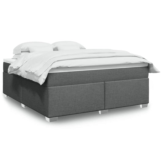 vidaXL Κρεβάτι Boxspring με Στρώμα Σκούρο Γκρι 180x200 εκ Υφασμάτιν