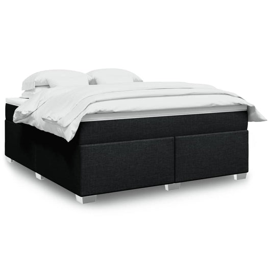 vidaXL Κρεβάτι Boxspring με Στρώμα Μαύρο 180x200 εκ. Υφασμάτινο