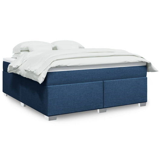 vidaXL Κρεβάτι Boxspring με Στρώμα Μπλε 180x200 εκ. Υφασμάτινο