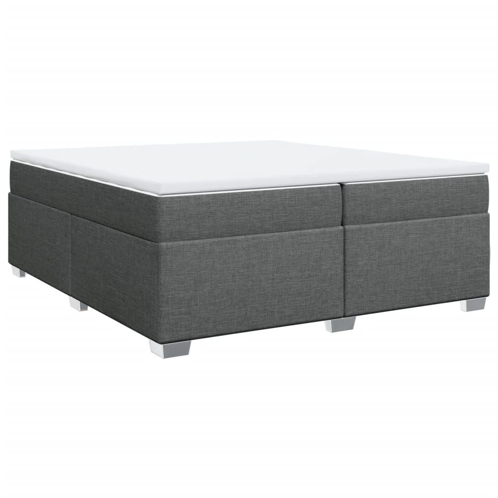 vidaXL Κρεβάτι Boxspring με Στρώμα Σκούρο Γκρι 200x200 εκ. Υφασμάτινο
