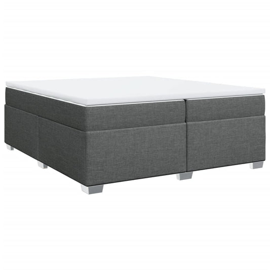 vidaXL Κρεβάτι Boxspring με Στρώμα Σκούρο Γκρι 200x200 εκ. Υφασμάτινο
