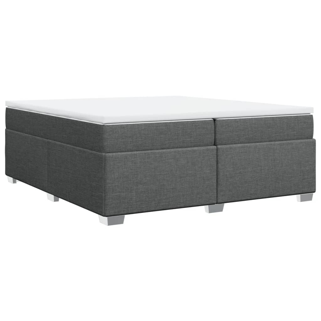 vidaXL Κρεβάτι Boxspring με Στρώμα Σκούρο Γκρι 200x200 εκ. Υφασμάτινο