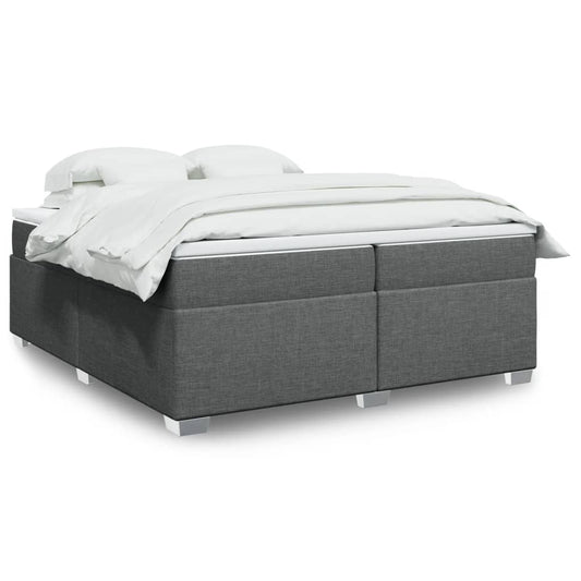 vidaXL Κρεβάτι Boxspring με Στρώμα Σκούρο Γκρι 200x200 εκ. Υφασμάτινο