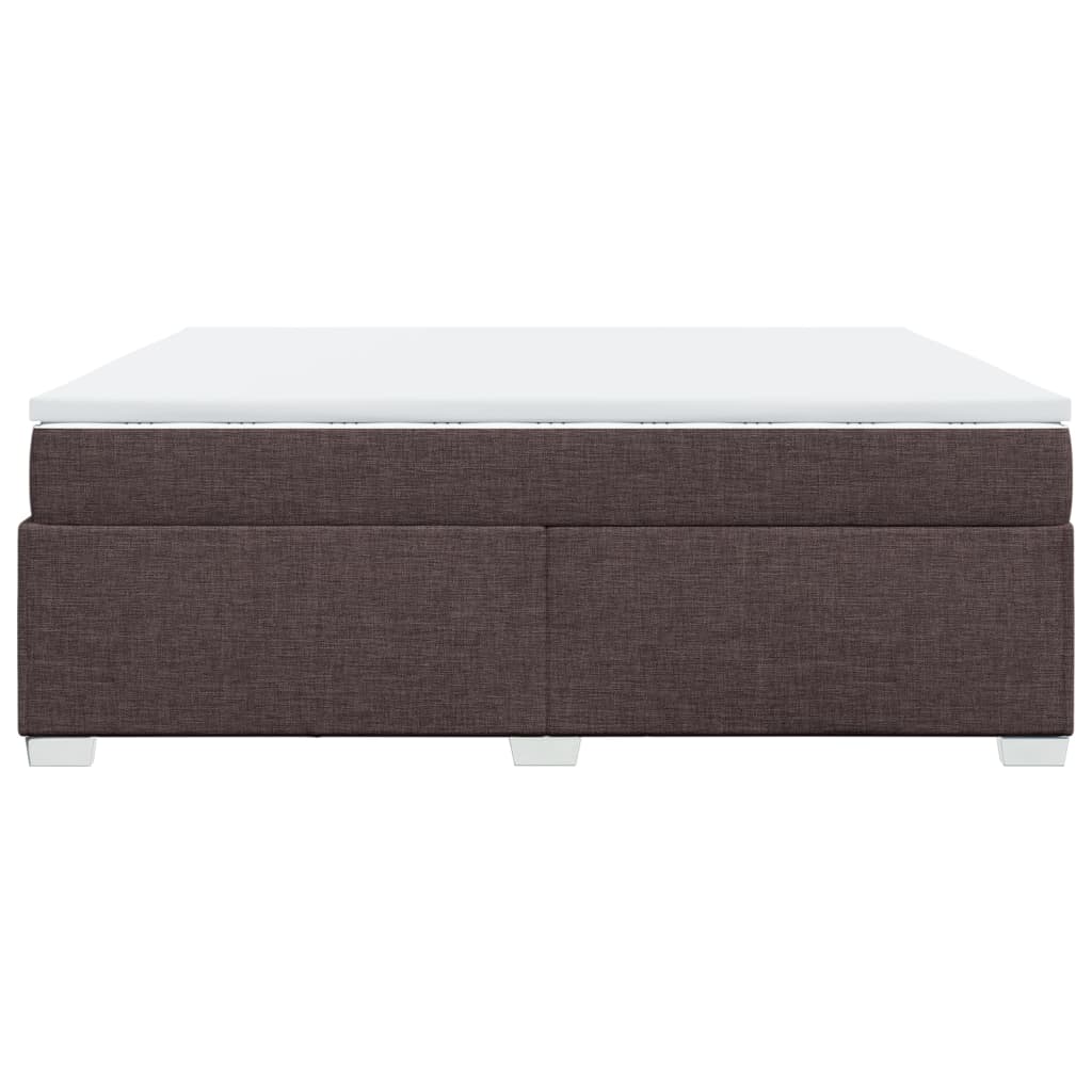 vidaXL Κρεβάτι Boxspring με Στρώμα Σκούρο Καφέ 200x200 εκ. Υφασμάτινο