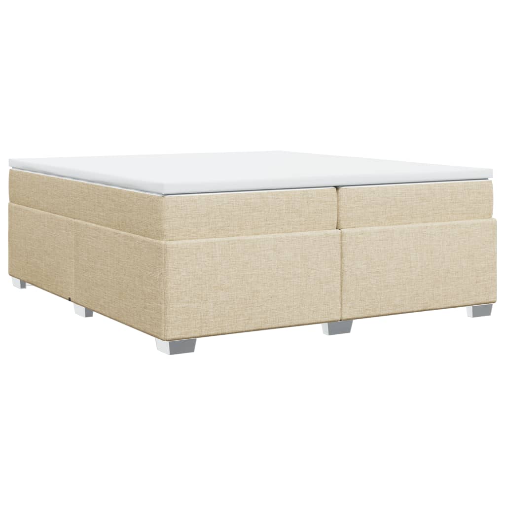 vidaXL Κρεβάτι Boxspring με Στρώμα Κρεμ 200x200 εκ. Υφασμάτινο