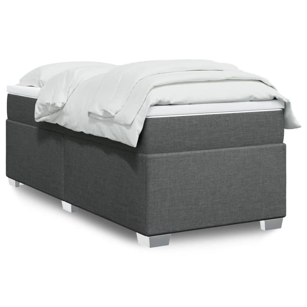 vidaXL Κρεβάτι Boxspring με Στρώμα Σκούρο Γκρι 90x190 εκ. Υφασμάτινο