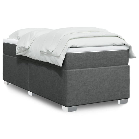 vidaXL Κρεβάτι Boxspring με Στρώμα Σκούρο Γκρι 90x190 εκ. Υφασμάτινο