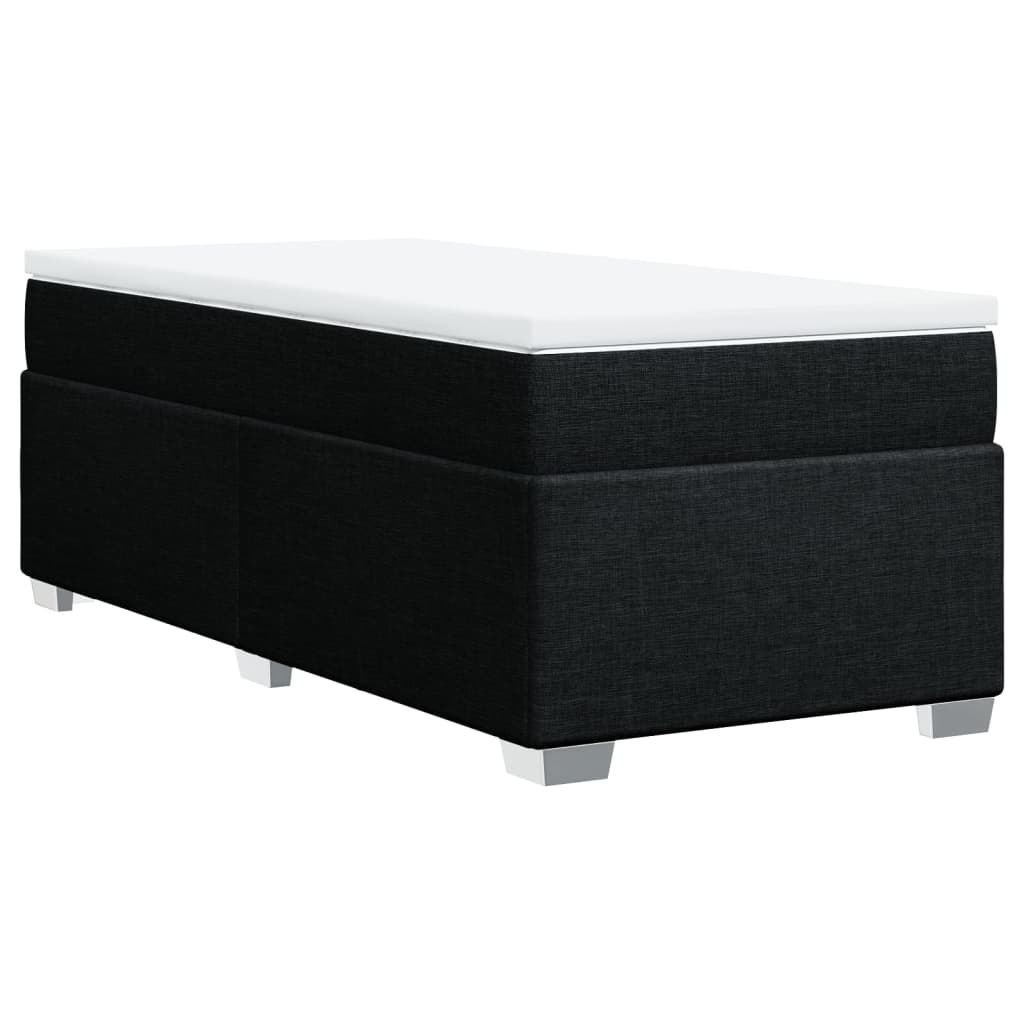 vidaXL Κρεβάτι Boxspring με Στρώμα Μαύρο 90x190 εκ.Υφασμάτινο