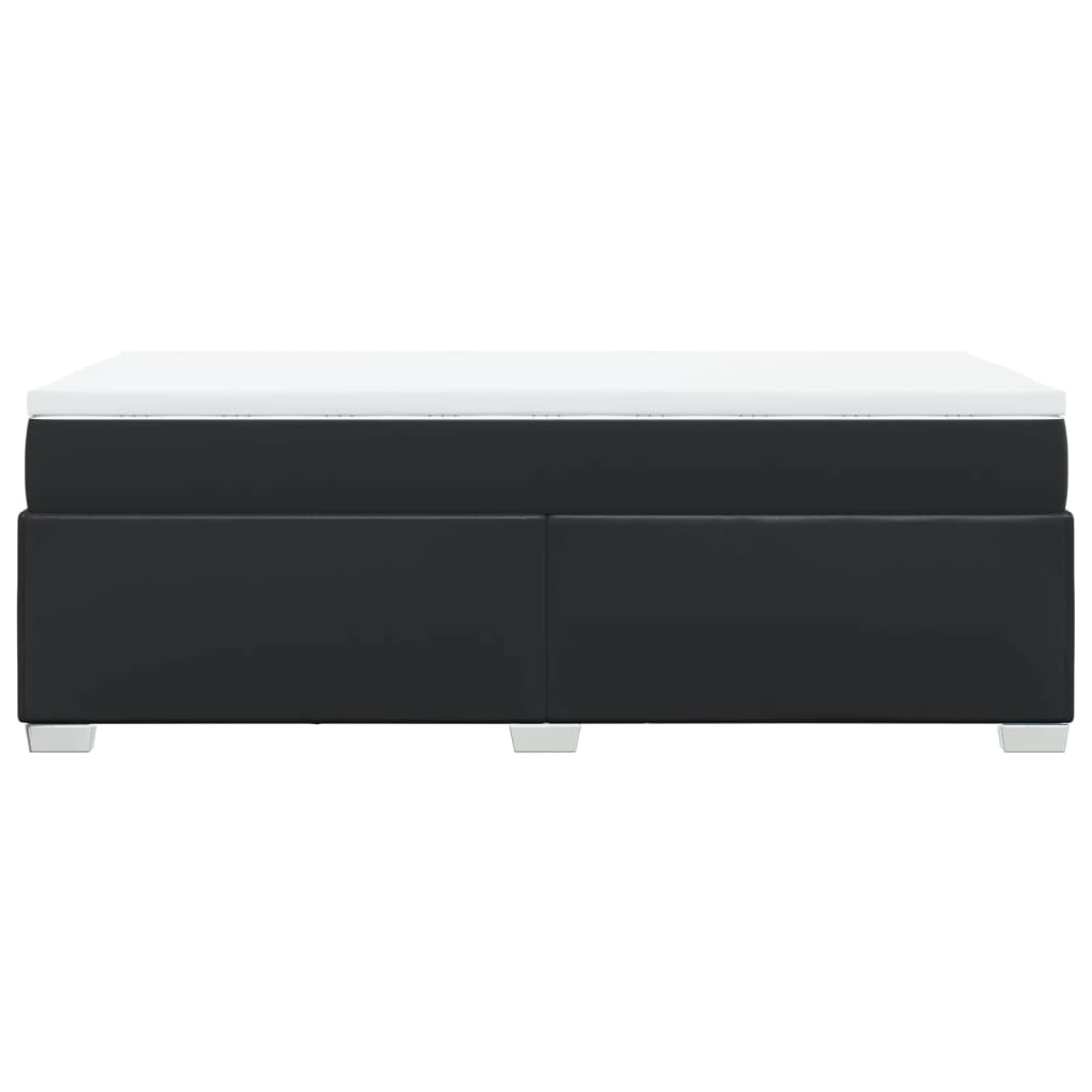 vidaXL Κρεβάτι Boxspring με Στρώμα Μαύρο 80 x 200 εκ. Συνθετικό Δέρμα