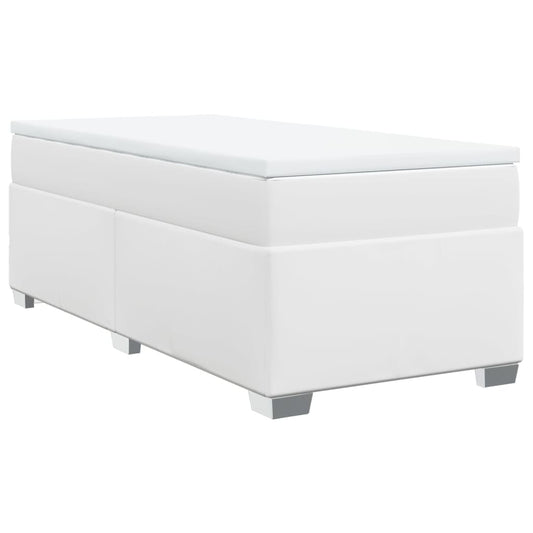 vidaXL Κρεβάτι Boxspring με Στρώμα Λευκό 80 x 200 εκ. Συνθετικό Δέρμα