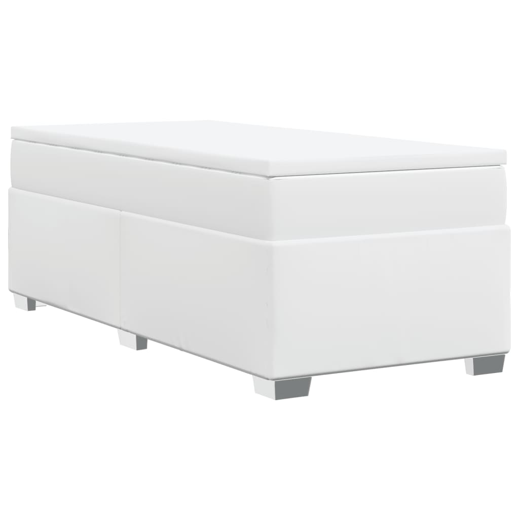 vidaXL Κρεβάτι Boxspring με Στρώμα Λευκό 80 x 200 εκ. Συνθετικό Δέρμα