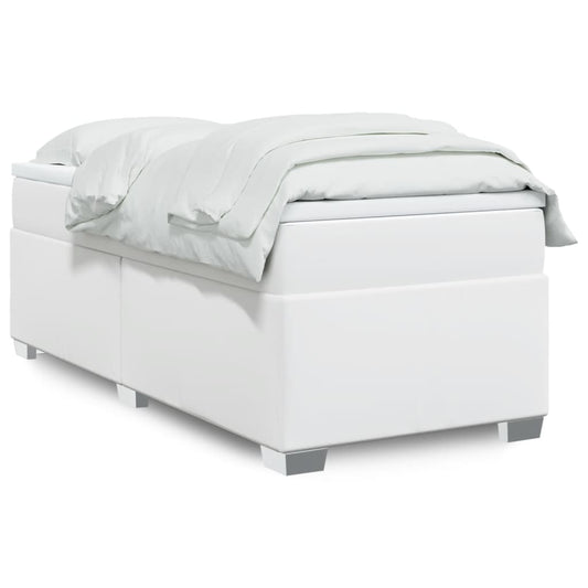 vidaXL Κρεβάτι Boxspring με Στρώμα Λευκό 80 x 200 εκ. Συνθετικό Δέρμα