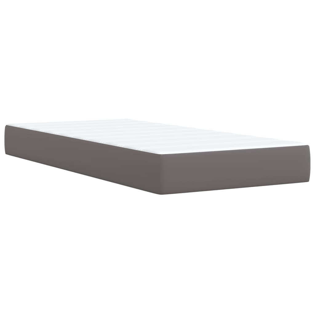 vidaXL Κρεβάτι Boxspring με Στρώμα Γκρι 80 x 200 εκ. Συνθετικό Δέρμα