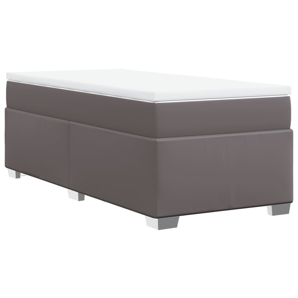 vidaXL Κρεβάτι Boxspring με Στρώμα Γκρι 80 x 200 εκ. Συνθετικό Δέρμα