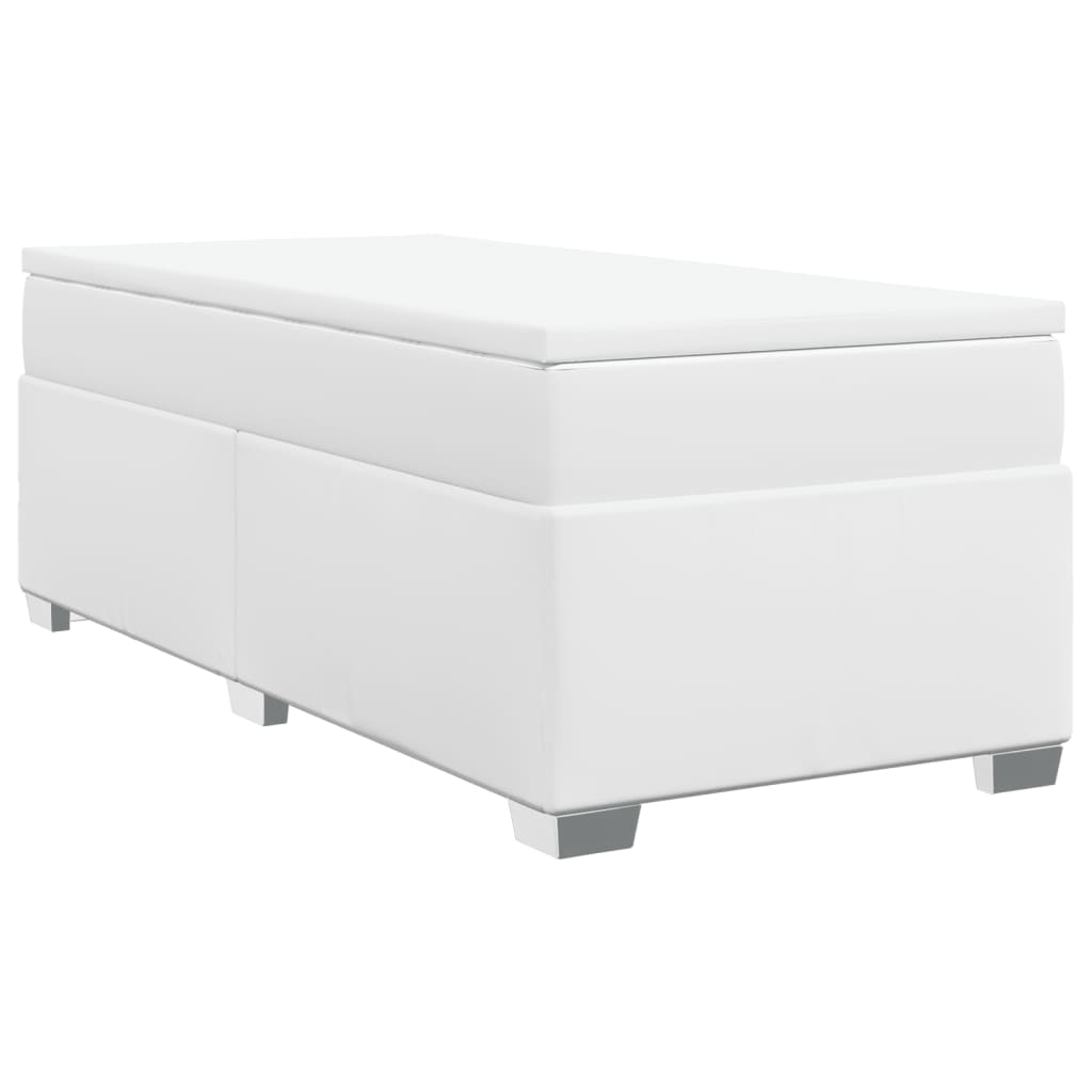 vidaXL Κρεβάτι Boxspring με Στρώμα Λευκό 90x190εκ. από Συνθετικό Δέρμα