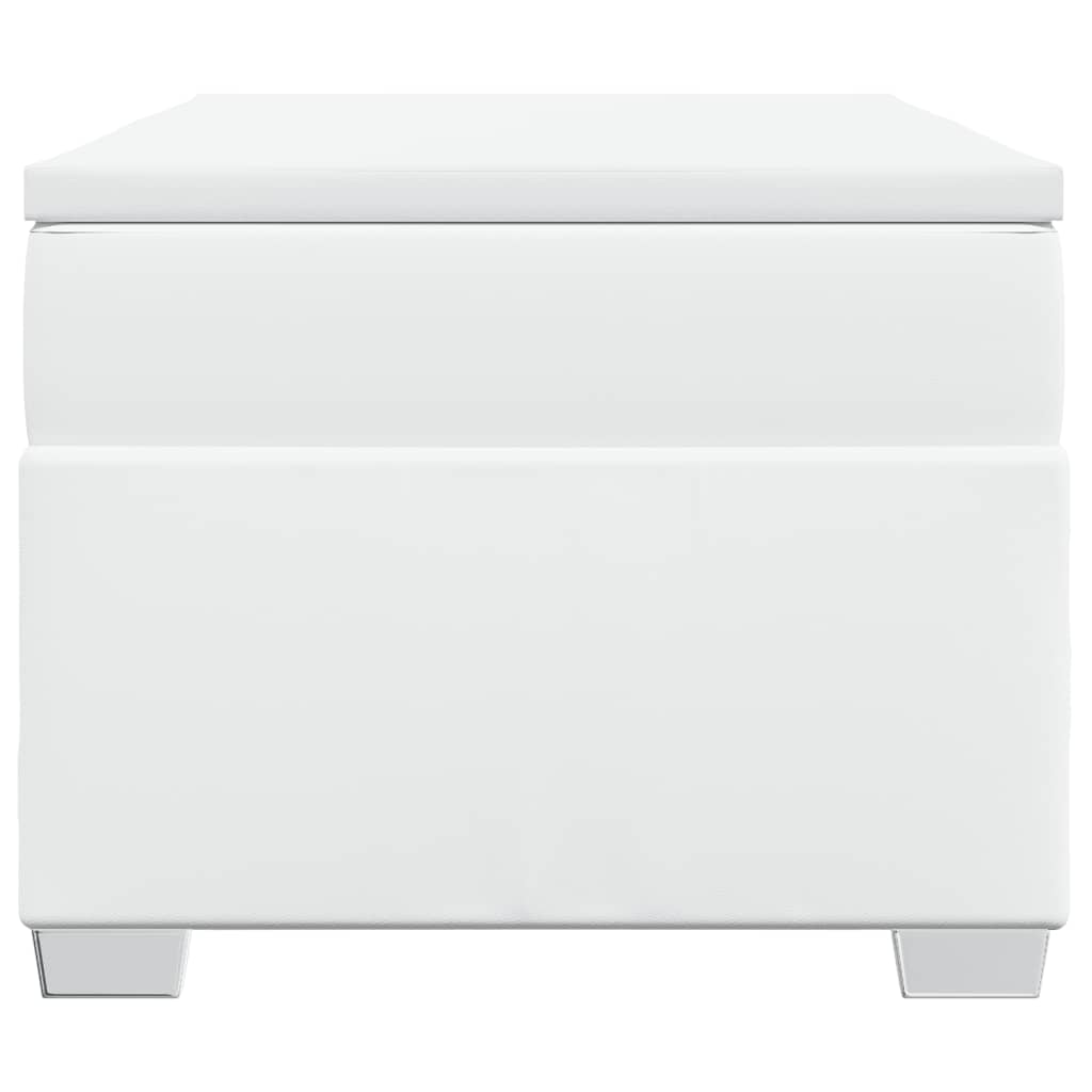 vidaXL Κρεβάτι Boxspring με Στρώμα Λευκό 90x190εκ. από Συνθετικό Δέρμα