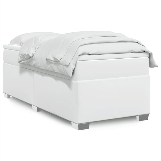 vidaXL Κρεβάτι Boxspring με Στρώμα Λευκό 90x190εκ. από Συνθετικό Δέρμα