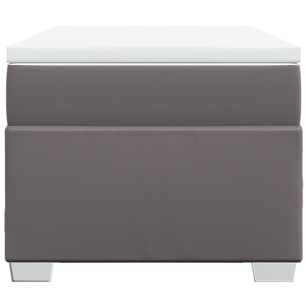 vidaXL Κρεβάτι Boxspring με Στρώμα Γκρι 90x190 εκ. από Συνθετικό Δέρμα