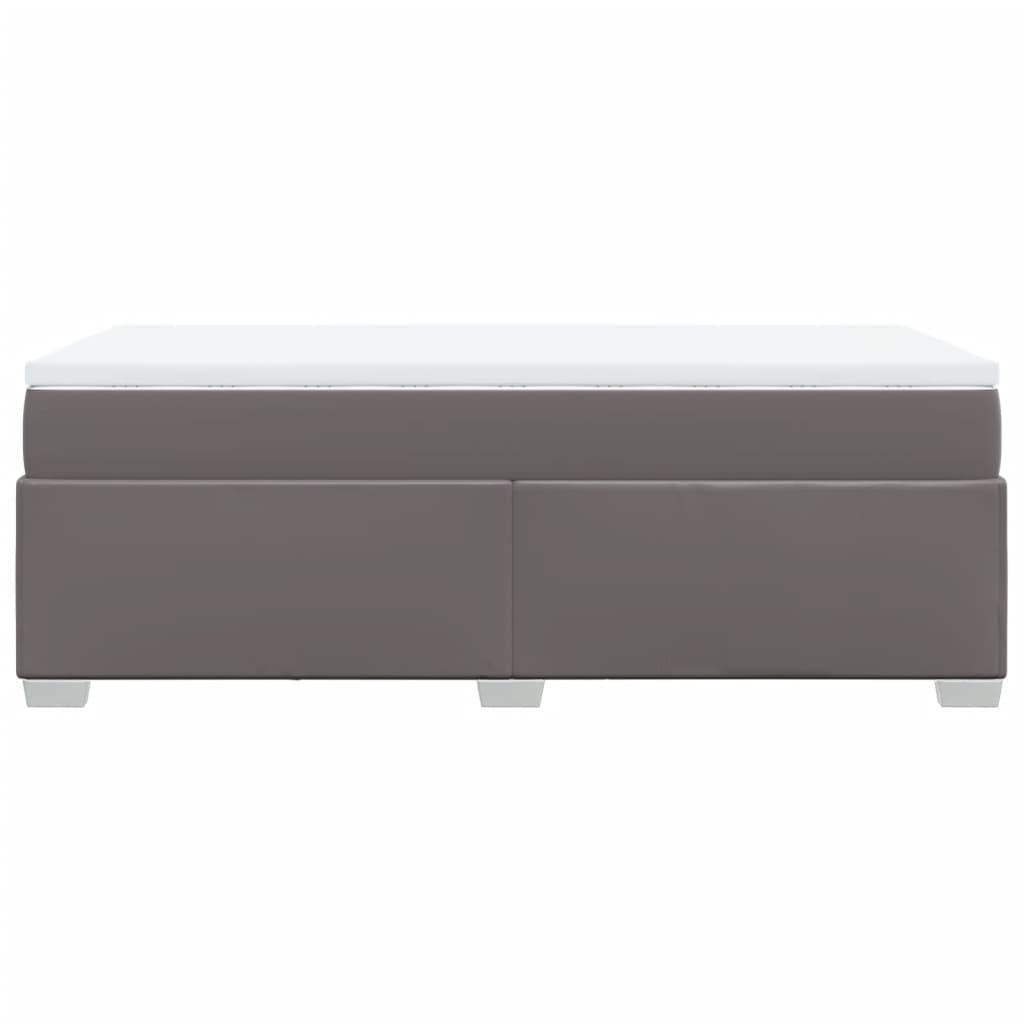 vidaXL Κρεβάτι Boxspring με Στρώμα Γκρι 90x190 εκ. από Συνθετικό Δέρμα