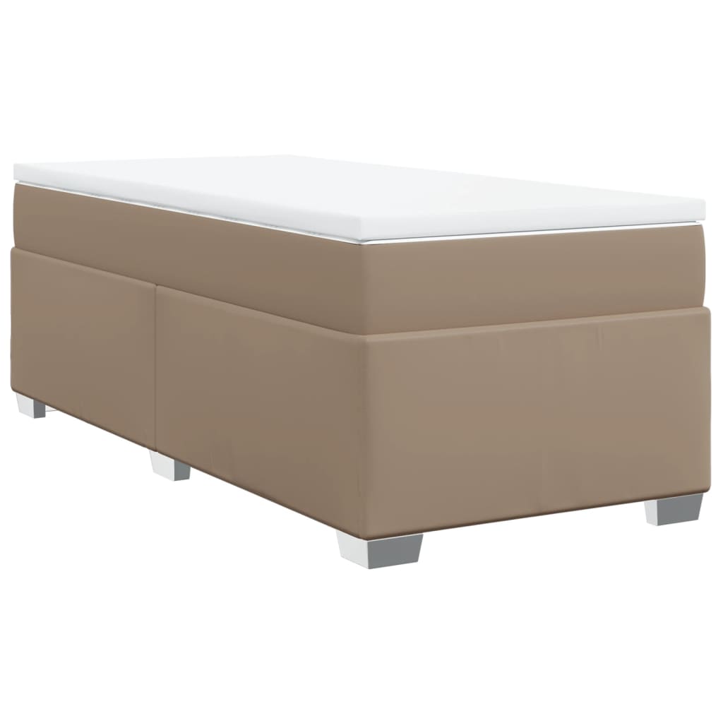vidaXL Κρεβάτι Boxspring με Στρώμα Καπουτσίνο 90x190εκ.από Συνθ. Δέρμα