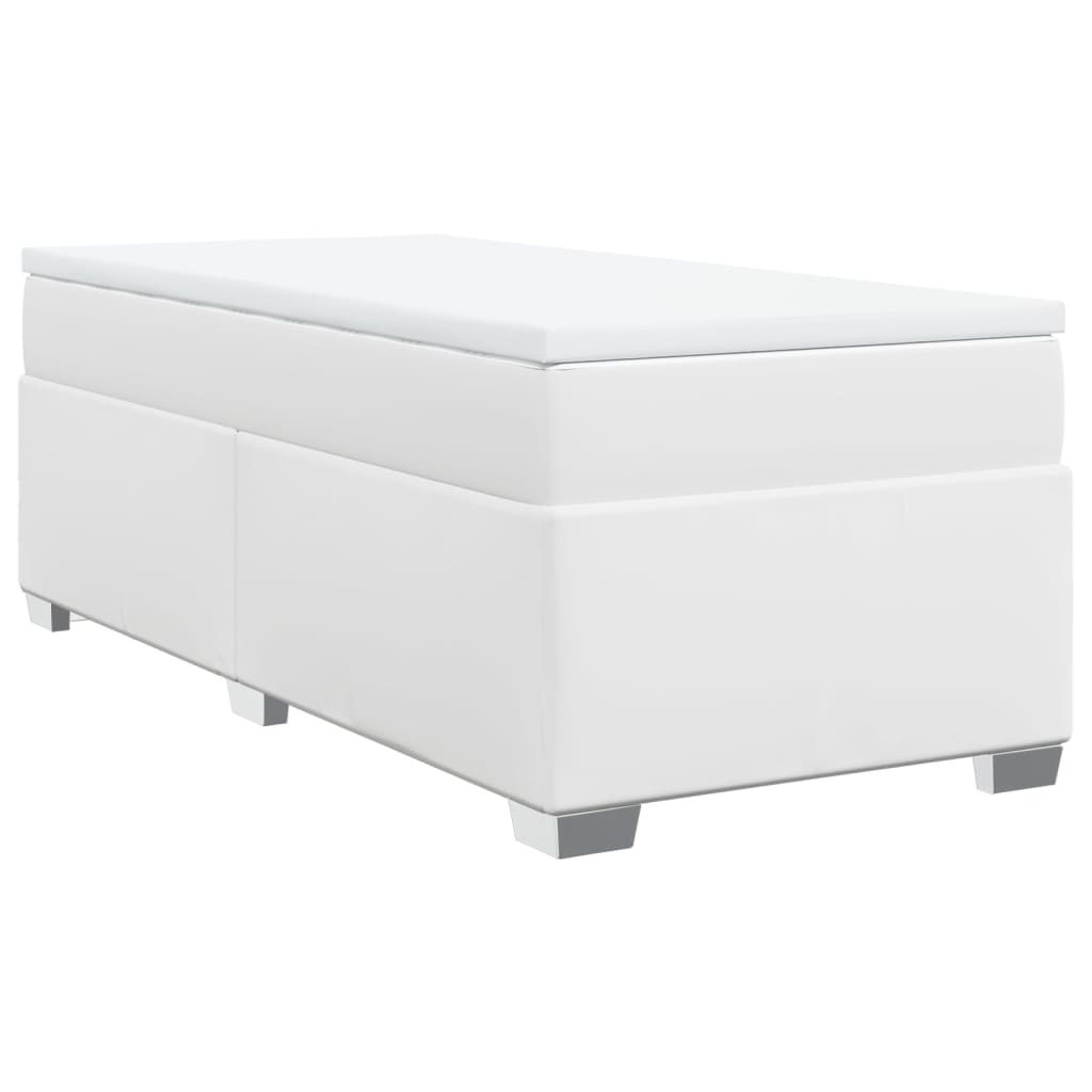 vidaXL Κρεβάτι Boxspring με Στρώμα Λευκό 90x200εκ. από Συνθετικό Δέρμα