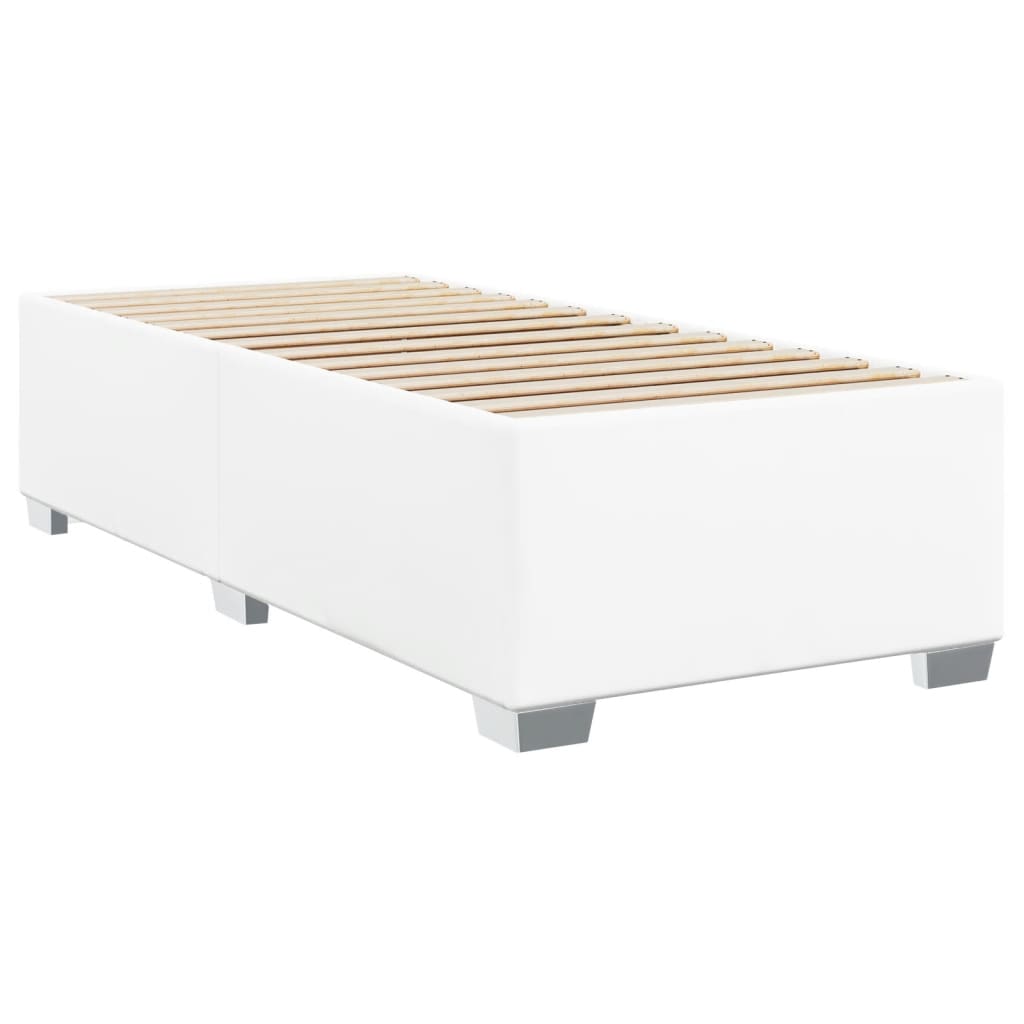 vidaXL Κρεβάτι Boxspring με Στρώμα Λευκό 90x200εκ. από Συνθετικό Δέρμα