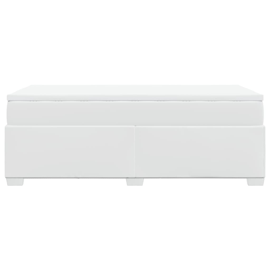 vidaXL Κρεβάτι Boxspring με Στρώμα Λευκό 90x200εκ. από Συνθετικό Δέρμα