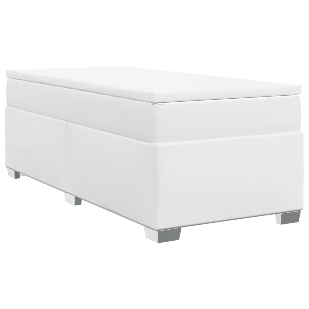 vidaXL Κρεβάτι Boxspring με Στρώμα Λευκό 90x200εκ. από Συνθετικό Δέρμα
