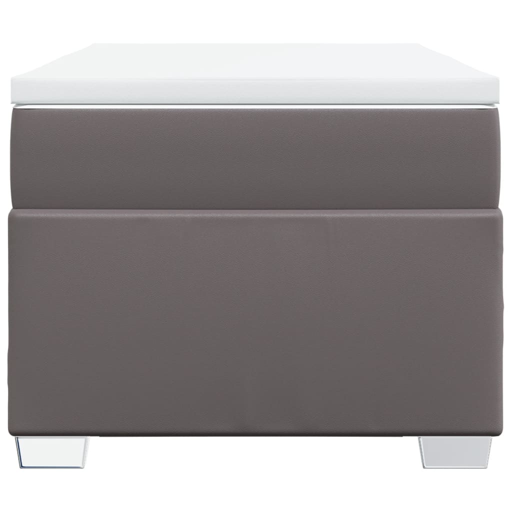 vidaXL Κρεβάτι Boxspring με Στρώμα Γκρι 90x200 εκ. από Συνθετικό Δέρμα