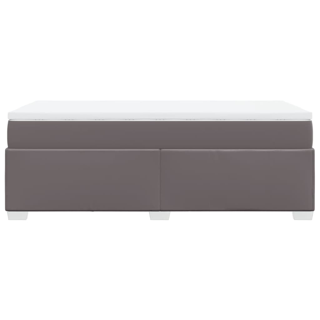 vidaXL Κρεβάτι Boxspring με Στρώμα Γκρι 90x200 εκ. από Συνθετικό Δέρμα
