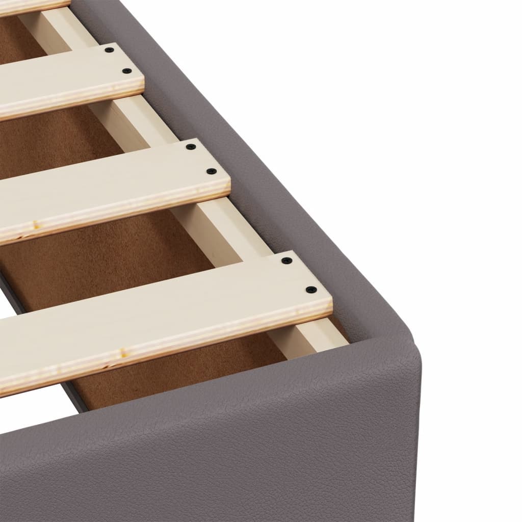 vidaXL Κρεβάτι Boxspring με Στρώμα Γκρι 90x200 εκ. από Συνθετικό Δέρμα