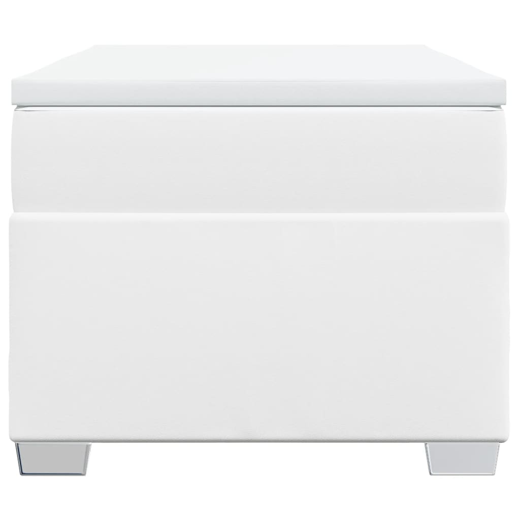 vidaXL Κρεβάτι Boxspring με Στρώμα Λευκό 100x200εκ.από Συνθετικό Δέρμα