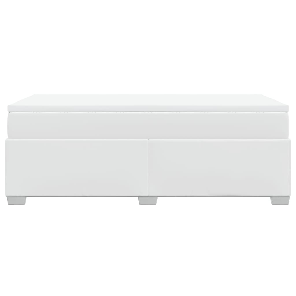 vidaXL Κρεβάτι Boxspring με Στρώμα Λευκό 100x200εκ.από Συνθετικό Δέρμα