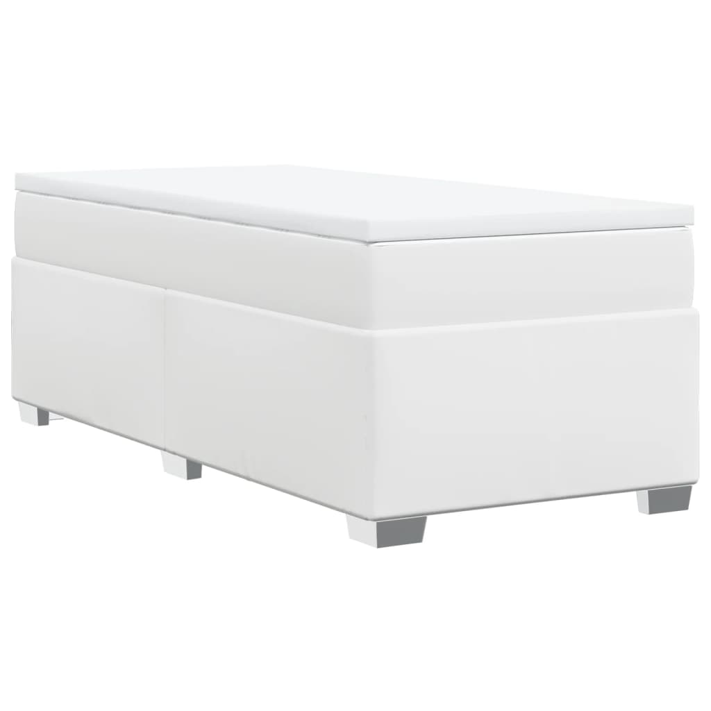 vidaXL Κρεβάτι Boxspring με Στρώμα Λευκό 100x200εκ.από Συνθετικό Δέρμα
