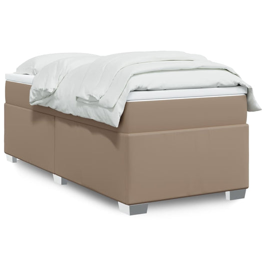 vidaXL Κρεβάτι Boxspring με Στρώμα Καπουτσίνο 100x200εκ.από Συνθ.Δέρμα