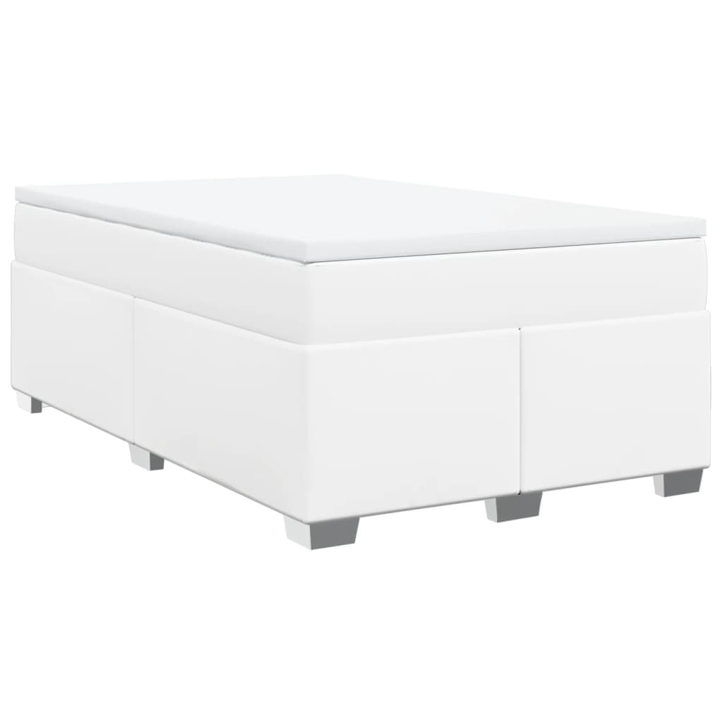 vidaXL Κρεβάτι Boxspring με Στρώμα Λευκό 120x190εκ.από Συνθετικό Δέρμα