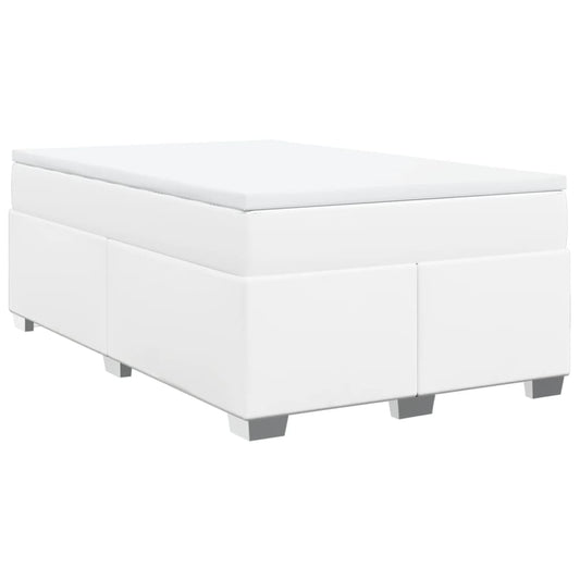 vidaXL Κρεβάτι Boxspring με Στρώμα Λευκό 120x190εκ.από Συνθετικό Δέρμα