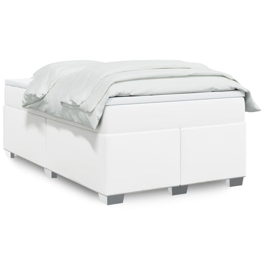 vidaXL Κρεβάτι Boxspring με Στρώμα Λευκό 120x190εκ.από Συνθετικό Δέρμα