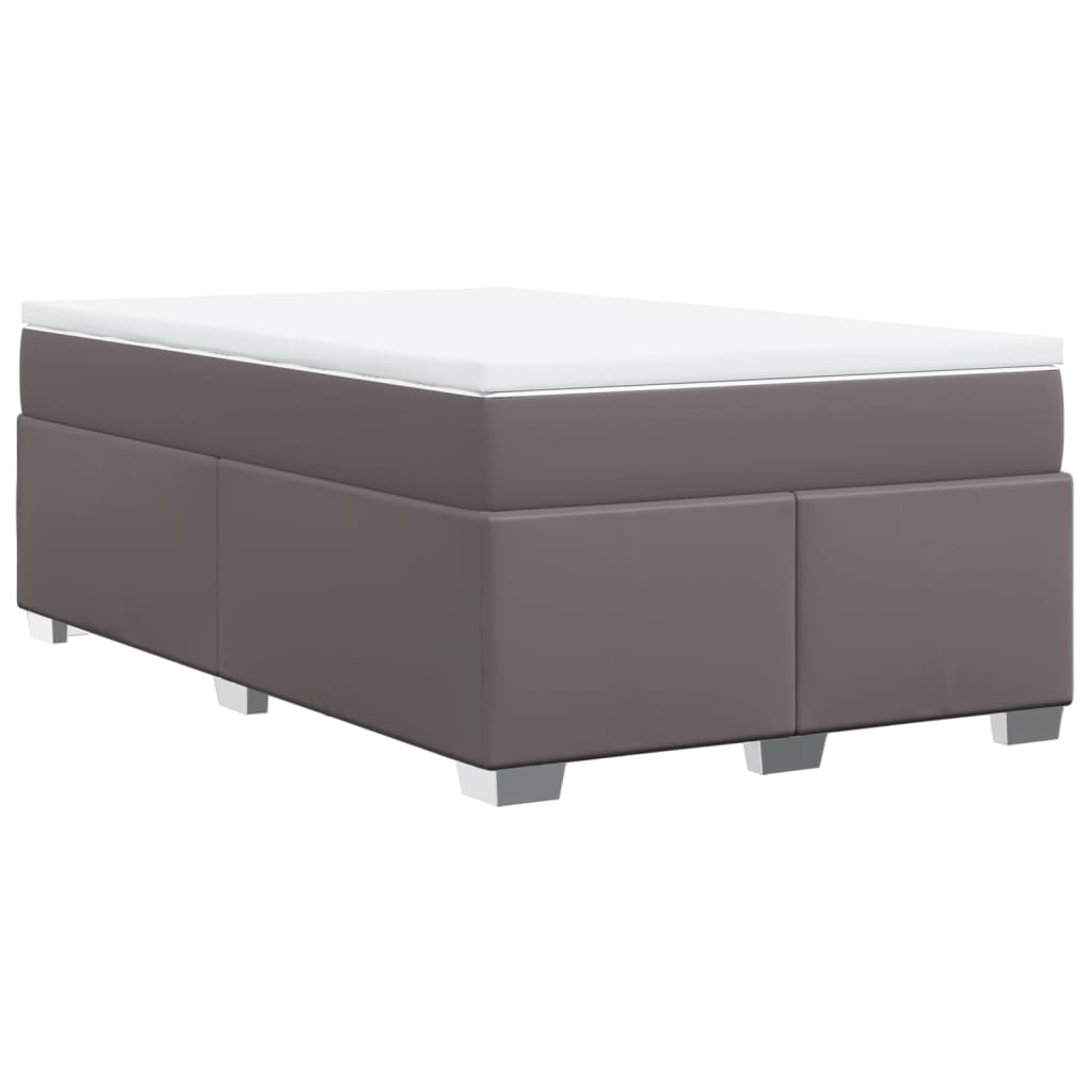 vidaXL Κρεβάτι Boxspring με Στρώμα Γκρι 120x190εκ. από Συνθετικό Δέρμα