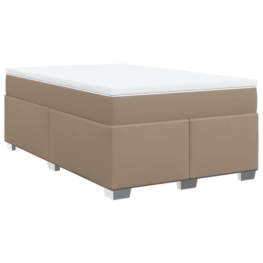 vidaXL Κρεβάτι Boxspring με Στρώμα Καπουτσίνο 120x190εκ.από Συνθ.Δέρμα