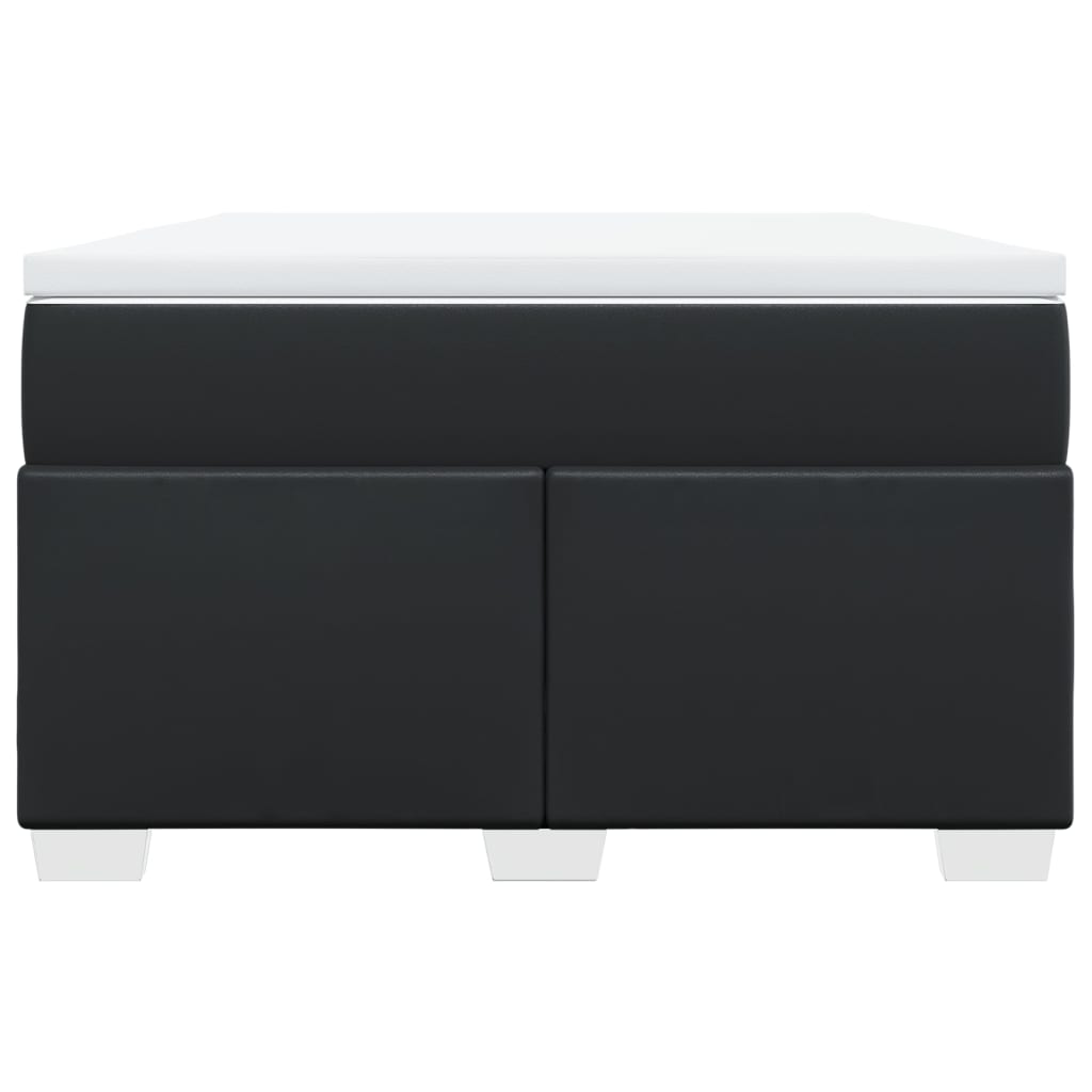 vidaXL Κρεβάτι Boxspring με Στρώμα Μαύρο 120 x 200 εκ. Συνθετικό Δέρμα