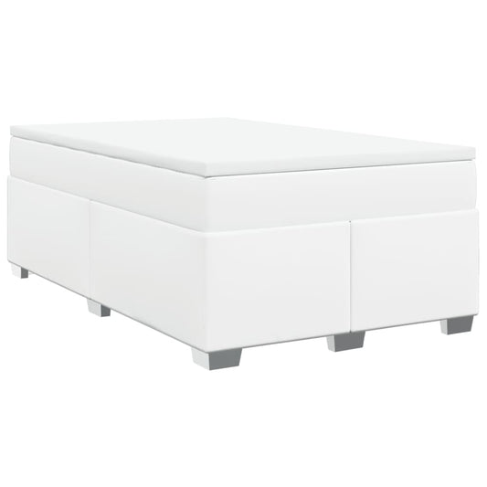 vidaXL Κρεβάτι Boxspring με Στρώμα Λευκό 120x200εκ.από Συνθετικό Δέρμα