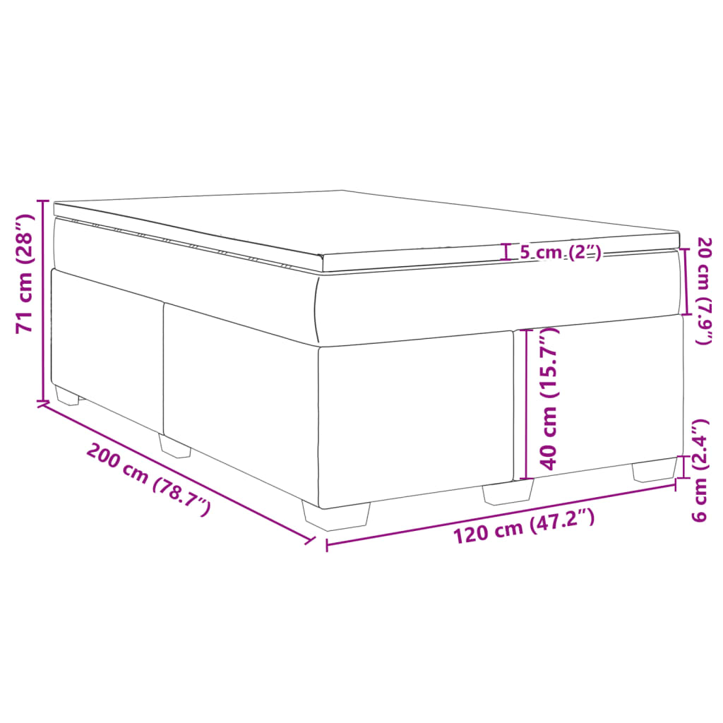 vidaXL Κρεβάτι Boxspring με Στρώμα Καπουτσίνο 120x200εκ.από Συνθ.Δέρμα