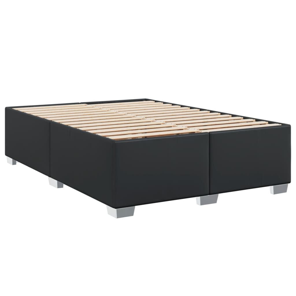 vidaXL Κρεβάτι Boxspring με Στρώμα Μαύρο 140x190εκ.από Συνθετικό Δέρμα